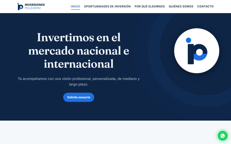 Captura del sitio Inversiones Pellegrini