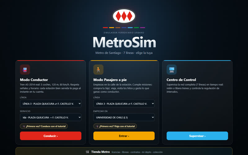 Captura del sitio MetroSim